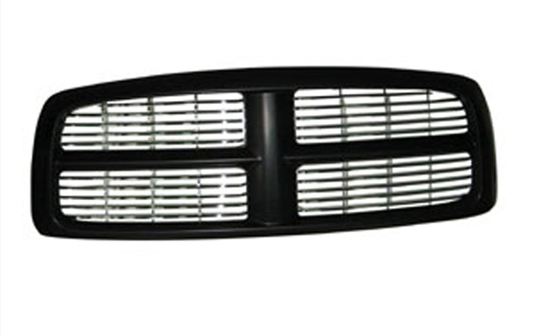 Black Complete Grille with Horizontal Bar Insert 02-05 Dodge Ram